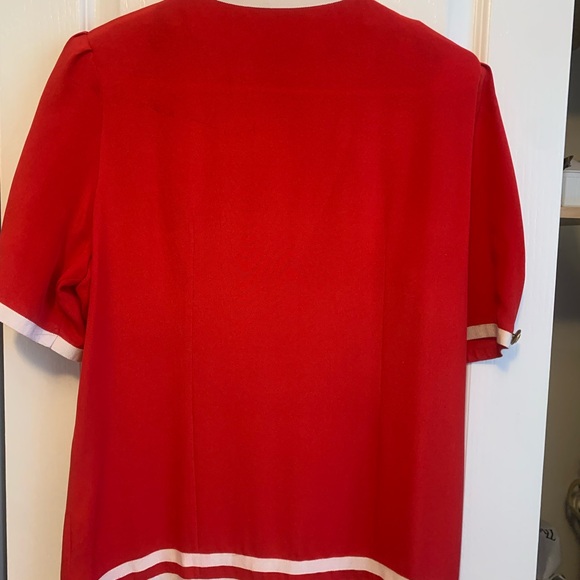 Neiman Marcus designer Adolfo New York vintage red pleated drop waist buttons - Picture 10 of 14